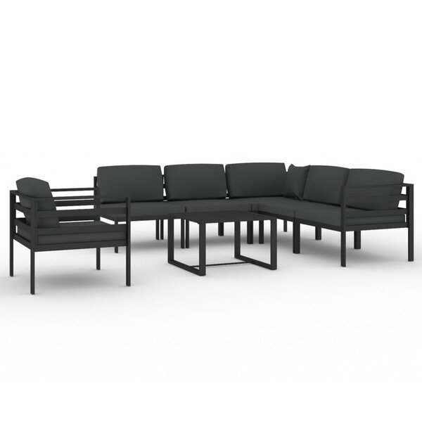 vidaXL Salon de jardin 7 Pièces avec coussins Aluminium Anthracite