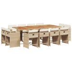 vidaXL Ensemble à manger de jardin et coussins 13 Pièces beige