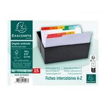 Intercalaires Pour Boite À Fiches  Imprimés De A À Z Carte Blanche 160g 25 Compartiments- A6 - Blanc - X 10 - Exacompta