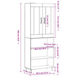 vidaXL Buffet haut Sonoma gris 69 5x34x180 cm Bois d'ingénierie