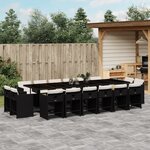 vidaXL Ensemble à manger de jardin 17 Pièces coussins noir résine tressée