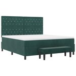 vidaXL Lit à ressorts avec matelas & banc vert foncé 180x200 cm en velours