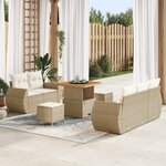 vidaXL Ensemble de Canapé de Jardin de 8 Pièces avec Coussins Beige en Rattan Poly Acacia