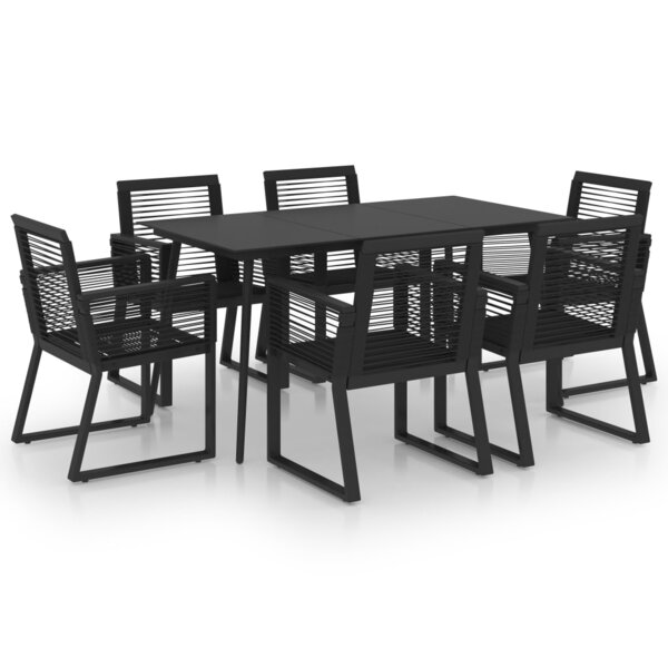 vidaXL Ensemble à manger d'extérieur 7 Pièces Rotin PVC Noir