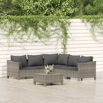 vidaXL Salon de jardin 6 Pièces avec coussins Gris Résine tressée