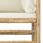 Salon de jardin meuble d'extérieur ensemble de mobilier 9 pièces avec coussins blanc crème bambou 02_0017903