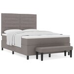 vidaXL Lit à ressort avec matelas et banc taupe 160x200 cm Tissu