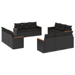 vidaXL Salon de jardin 12 Pièces avec coussins noir résine tressée