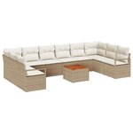 Ensemble de canapé de jardin 11 pièces avec coussins Beige Rattan Acacia