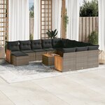 vidaXL Salon de jardin avec coussins 13 Pièces gris résine tressée