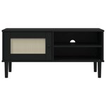vidaXL Meuble TV SENJA aspect rotin noir 106x40x49cm bois massif pin