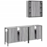 vidaXL Ensemble d'armoires de salle de bain 3 Pièces sonoma gris