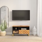 vidaXL Meuble TV marron et noir 80x33 5x46 cm bois massif de manguier