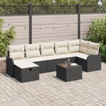vidaXL Ensemble de Canapé de Jardin 8 Pièces avec Coussins Rattan Noir