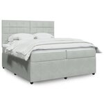vidaXL Sommier à lattes de lit et matelas Gris clair 200x200cm Velours