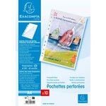 Sachet De 10 Pochettes Perforées Ouverture Haut Et Côté - Polypropylène Lisse 6/100e - A4 - Cristal - X 10 - Exacompta