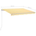 vidaXL Auvent manuel rétractable avec LED 350x250 cm Jaune et blanc