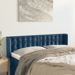vidaXL Tête de lit avec oreilles Bleu foncé 147x16x78/88 cm Velours