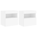 vidaXL Meubles TV muraux avec lumières LED 2 Pièces blanc 40x30x40 cm
