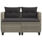 vidaXL Canapé de jardin 2 places avec tabourets gris clair poly rotin