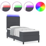 vidaXL Lit avec sommier à ressorts et LED gris foncé en tissu en velours côtelé