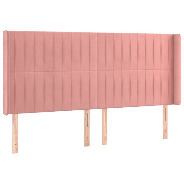 vidaXL Tête de lit avec oreilles Rose 183x16x118/128 cm Velours
