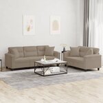 vidaXL Ensemble de canapés 2 Pièces avec coussins Taupe Tissu microfibre