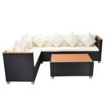 Salon de jardin meuble d'extérieur ensemble de mobilier 4 pièces avec coussins résine tressée noir 02_0016205