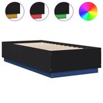 vidaXL Cadre de lit avec LED sans matelas noir 90x200 cm