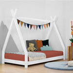 Lit Tipi enfant bois massif naturel vernis 90 x 180 cm