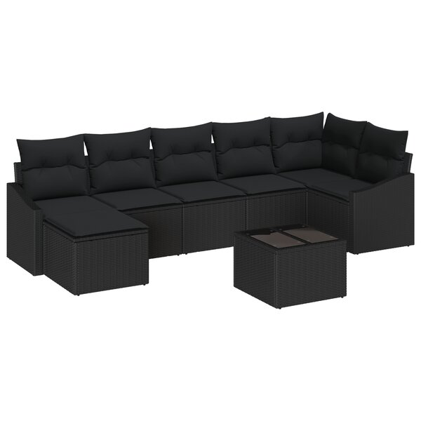vidaXL Ensemble de canapé de jardin 8 pièces avec coussins beige en poly rattan