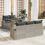 Ensemble de Canapé de Jardin vidaXL 6 Pièces avec Coussins Gris Clair en Poly Rattan