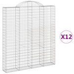 vidaXL Paniers à gabions arqués 12 Pièces 200x30x220/240 cm fer galvanisé