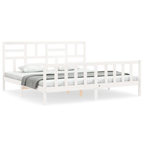 vidaXL Cadre de lit sans matelas blanc 200x200 cm bois massif de pin