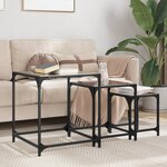 vidaXL Tables basses gigognes 3 Pièces dessus en verre noir acier
