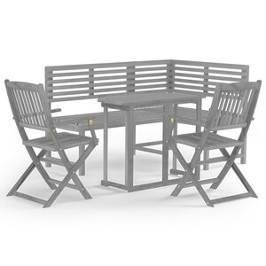 vidaXL Ensemble de bistro 4 Pièces Bois d'acacia solide Gris