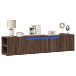 vidaXL Meuble TV mural avec LED chêne marron 180x31x39 5 cm