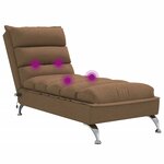 vidaXL Chaise longue de massage avec coussins marron tissu