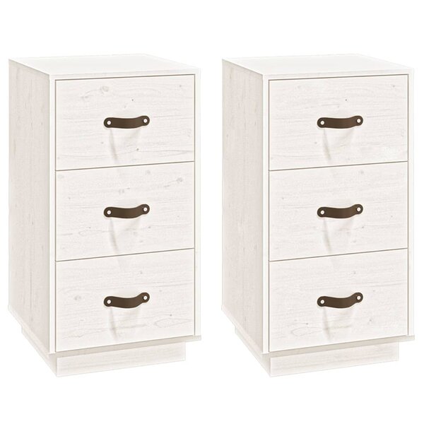  vidaXL Tables de chevet 2 Pièces Blanc 40x40x75 cm Bois de pin massif