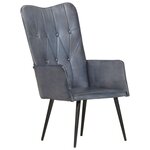 vidaXL Chaise à oreilles Gris Cuir véritable