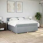 vidaXL Sommier à lattes de lit avec matelas Gris clair 200x200cm Tissu