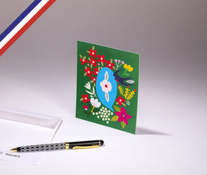 Carte simple bouton d'or créée et imprimée en france - la lettre q