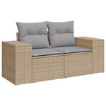 Ensemble de Canapé de Jardin 9 pièces avec Coussins Beige Poly Rattan Acacia
