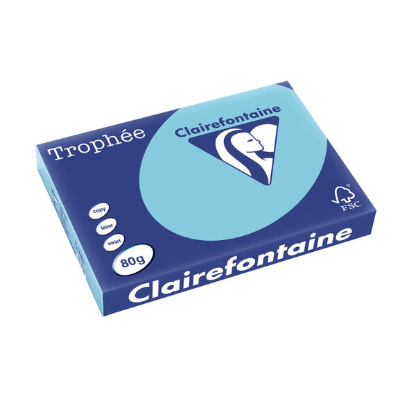 Ramette 500 Feuilles Papier 80g A3 420x297 mm Certifié FSC Bleu alizé TROPHÉE