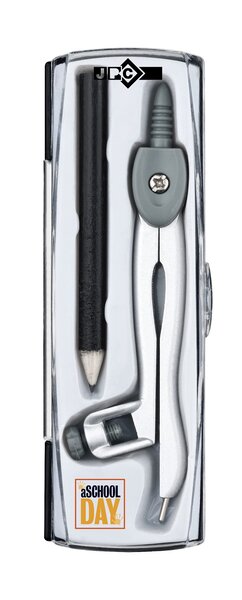 Coffret compas canon metal porte crayon + 1 crayon JPC