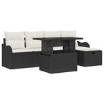Ensemble de canapé de jardin vidaXL 6 pièces avec coussins en poly rattan noir