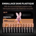 Duracell - Piles alcalines AA Plus, 1.5 V LR6, paquet de 12