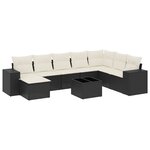 vidaXL Salon de jardin 9 Pièces avec coussins noir résine tressée