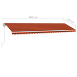 vidaXL Auvent automatique capteur de vent LED 600x350 cm Orange marron