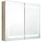 vidaXL Armoire de salle de bain à miroir à LED Blanc et chêne